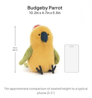Genuine Budgeby Parrot Jellycat Comes With All Tags And Dust Bag