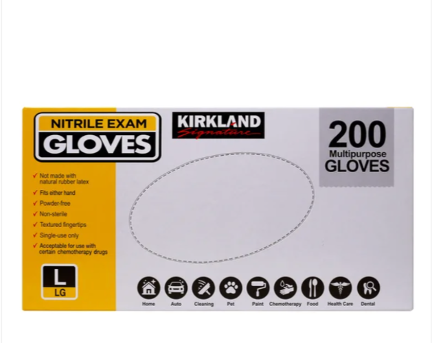 Kirkland Signature Nitrile Exam Multipurpose Gloves, Large 200