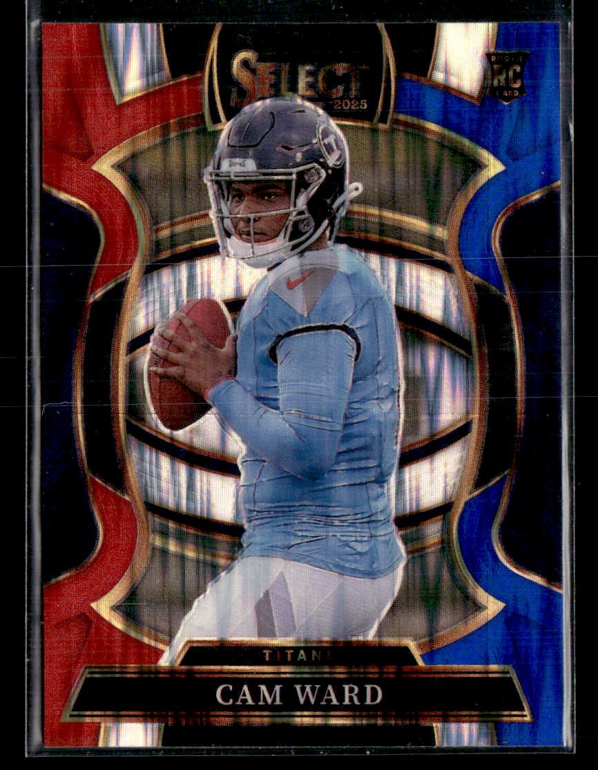 2025 Panini Select #26 Cam Ward Black and Blue Prizm Shock Rookie RC