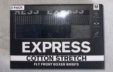 Express Cotton Stretch Fly Front Boxer Briefs 3 Pack Stretch Comfort Fit Size M