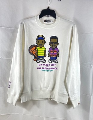 A Bathing Ape BAPE Men's White DJ Jazzy Jeff Fresh Prince Baby Milo Sweater Sz M