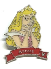 Disney Trading Pin - Princess Aurora Pink Name Ribbon Banner Sleeping Beauty