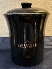 GEVALIA Coffee Storage Container Black W/Gold Lettering Tight Seal Canister