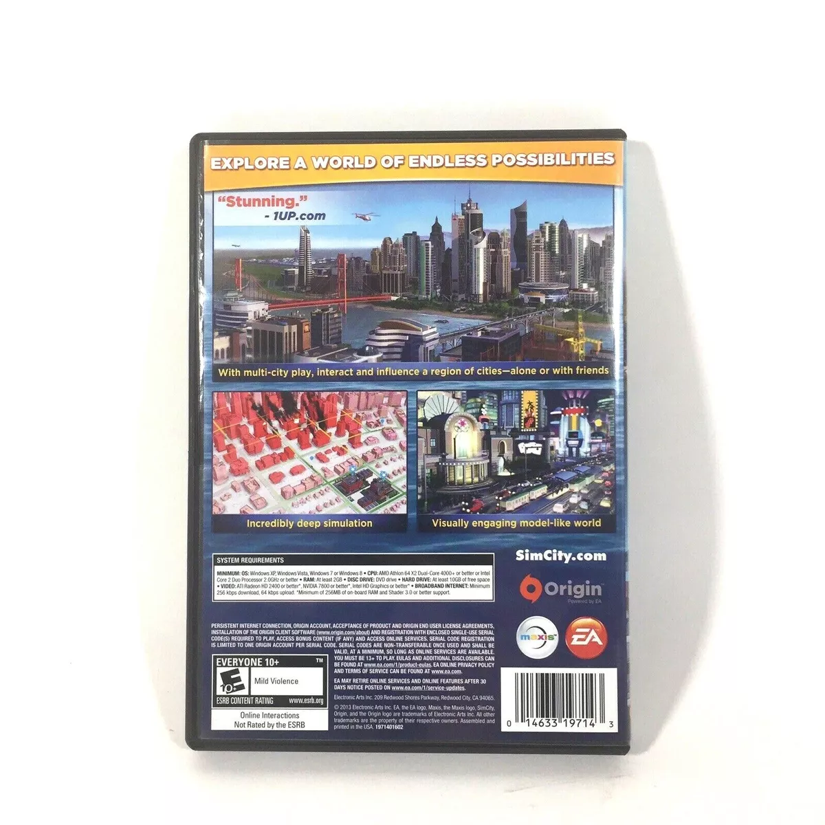 SimCity PC DVD Video Game 2013 Winner of 26 PC Game Awards Everyone 10+