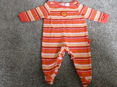 NEW OILILY INFANT ORANGE STRIPED FOOTED PAJAMAS SLEEPWARE SIZE 62 