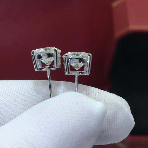 3 Ct Lab-Created Diamond Round Cut Women's Stud Earrings 14K White Gold Plated - Afbeelding 2 van 4