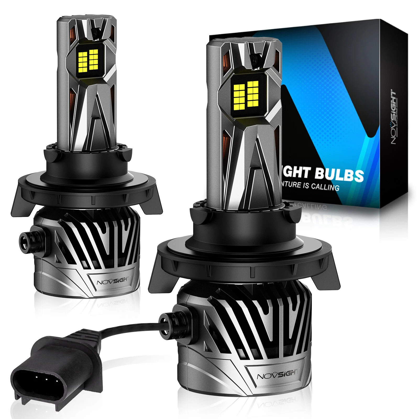 NOVSIGHT H13 9008 LED Headlight Bulbs 40000LM High Low Beam Bright White 6500K
