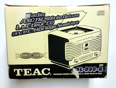 Teac SL-D80 (BLACK ) Retro AM FM Stereo Alarm Clock Radio  Compact Disc Digital 
