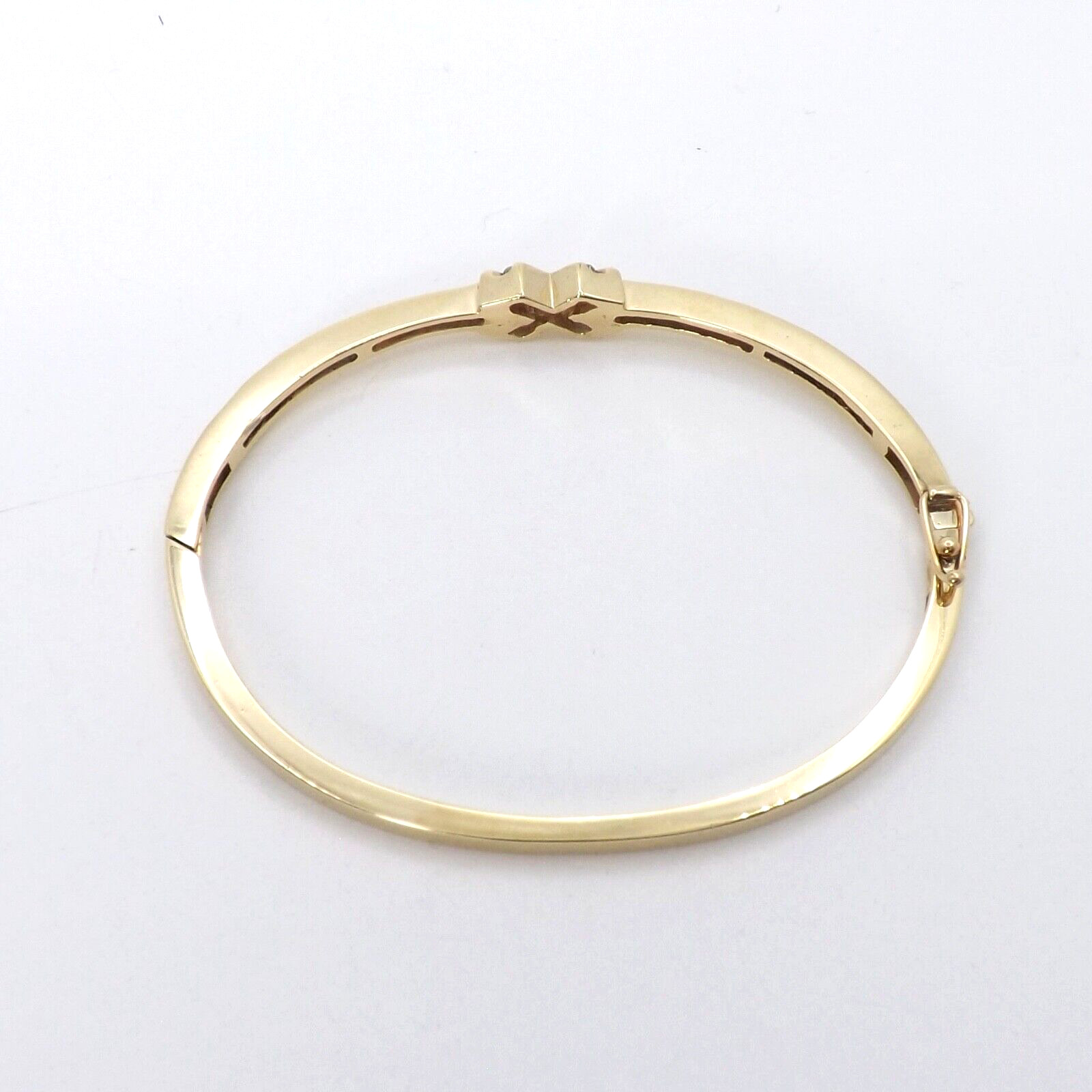 Solid Gold Natural Diamond X Hinged Bangle Bracel… - image 12