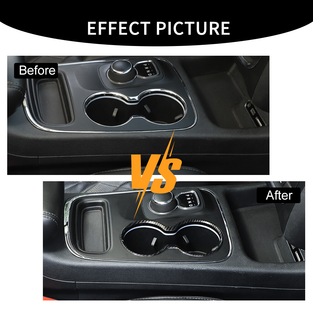 Carbon Fiber Cup Holder Trim For Jeep Grand Cherokee 2011-2021 - Easy Stick-On Cover 10 thumbnail image