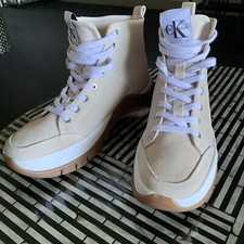 Image of Calvin Klein Timotha Hi Top Chunky Trainers Size US 10.5, EUR 41 Suede