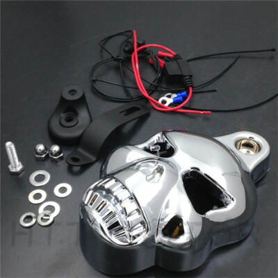 Motorcycle LED Skull Horn Cover for Harley Davidson Cowbell Horns