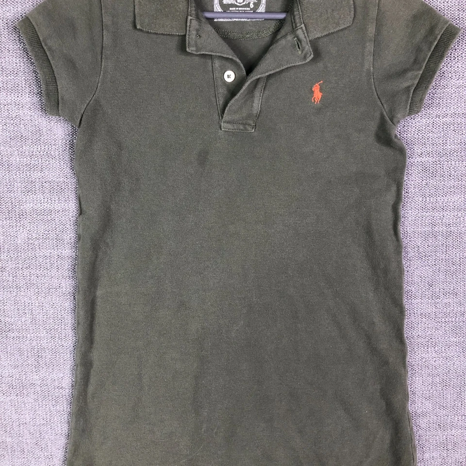 Ralph Lauren Polo Shirt Dress Girls 6 Green Mesh Small Pony Logo - Image 3 of 4