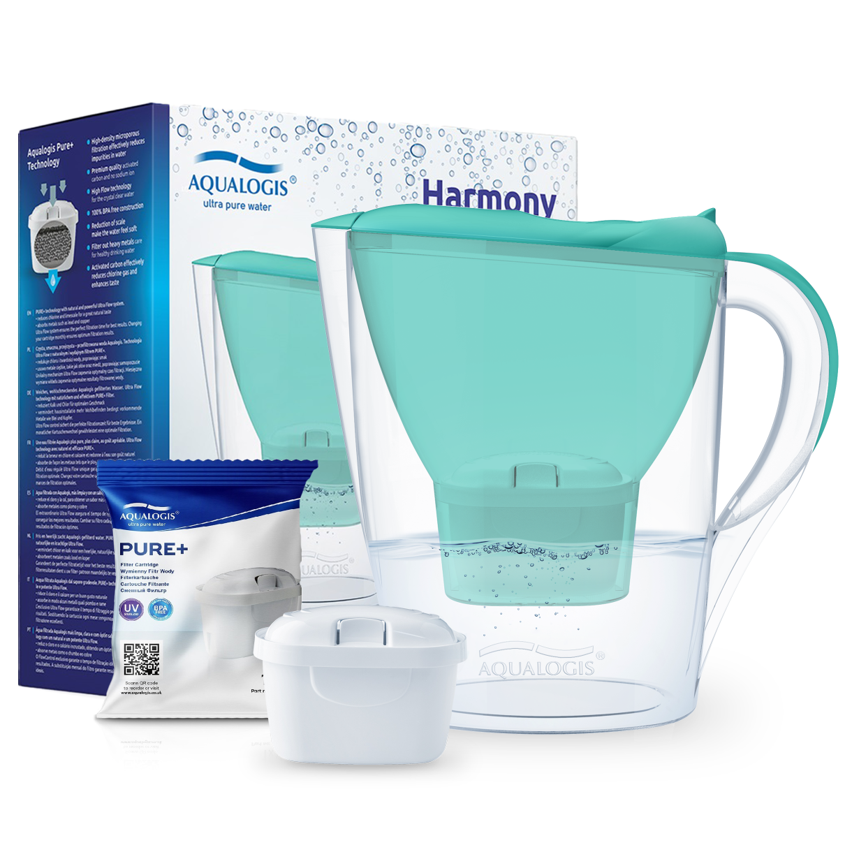 AQUALOGIS Compact Fridge Door Water Filter Jug 2.6 with 1 Pure+