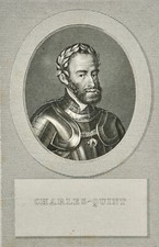CHARLES QUINT (1500-1558) PORTRAIT, ORIGINAL ENGRAVING FROM 1825, BORN IN GHENT