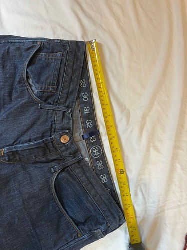 32x34 Earnest Sewn Jeans Fulton Mens Denim Straight Dark Blue Wash Made in USA - Picture 20 of 24