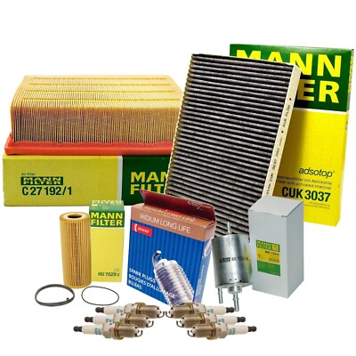 Mann Engine Cabin Air Oil Fuel Filters & 6 Denso Iridium Long Life Spark Plugs