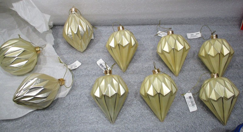 9 Unique Christmas Pale Yellow Glass Ornaments