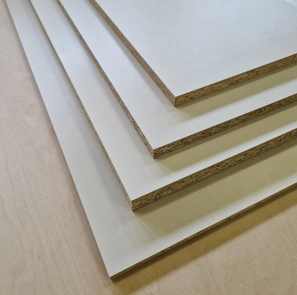 1,6cm 16mm Dekor Spanplatte Weiß Möbelplatte B: 10-58cm x L: 10-115cm Zuschnitt - Bild 2 von 2