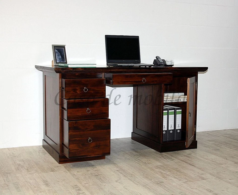 Massivholz Schreibtisch kirschbaumfarbe oder honig NEU Bürotisch PC-tisch holz - Bild 3 von 4