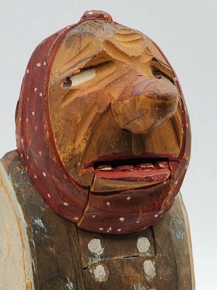 Black Forest Anri French Swiss Man w/ Toothache or Earache Nutcracker 8" Long - Image 4 of 4