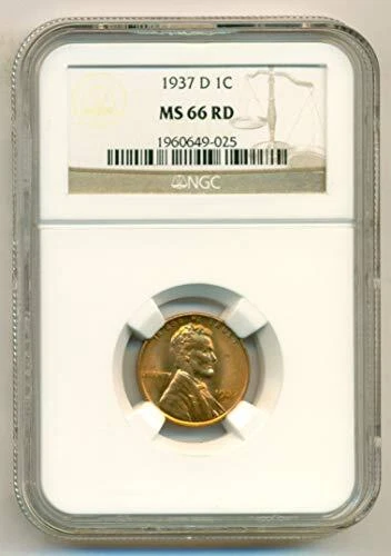 1937 D Lincoln Wheat Cent MS66 RED NGC