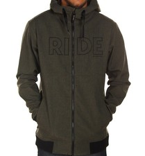 RIDE SNOWBOARDS Men's PIKE Bonded Poly Shell Jacket - Black/Olive - Small - NWT
