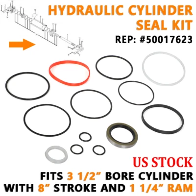 JUNOMABIX US Hydraulic Cylinder Seal For Bush Hog 3 1/2” Bore Cyl w/ 8” Stroke 1 1/4” Ram