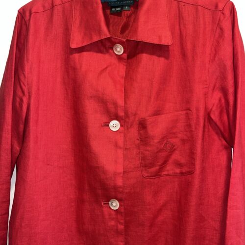 Giacca sportiva vintage POLO Ralph Lauren blazer puro lino rosso ottime condizioni - Foto 4 di 11