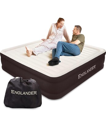 Englander Air Mattress w/Built in Pump - Luxury Double High Inflatable Bed Black