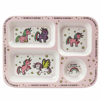 Little Stars Rosa Einhorn Kinder Abschnitt Tablett Abendessen Mittagessen Teller Melamin 