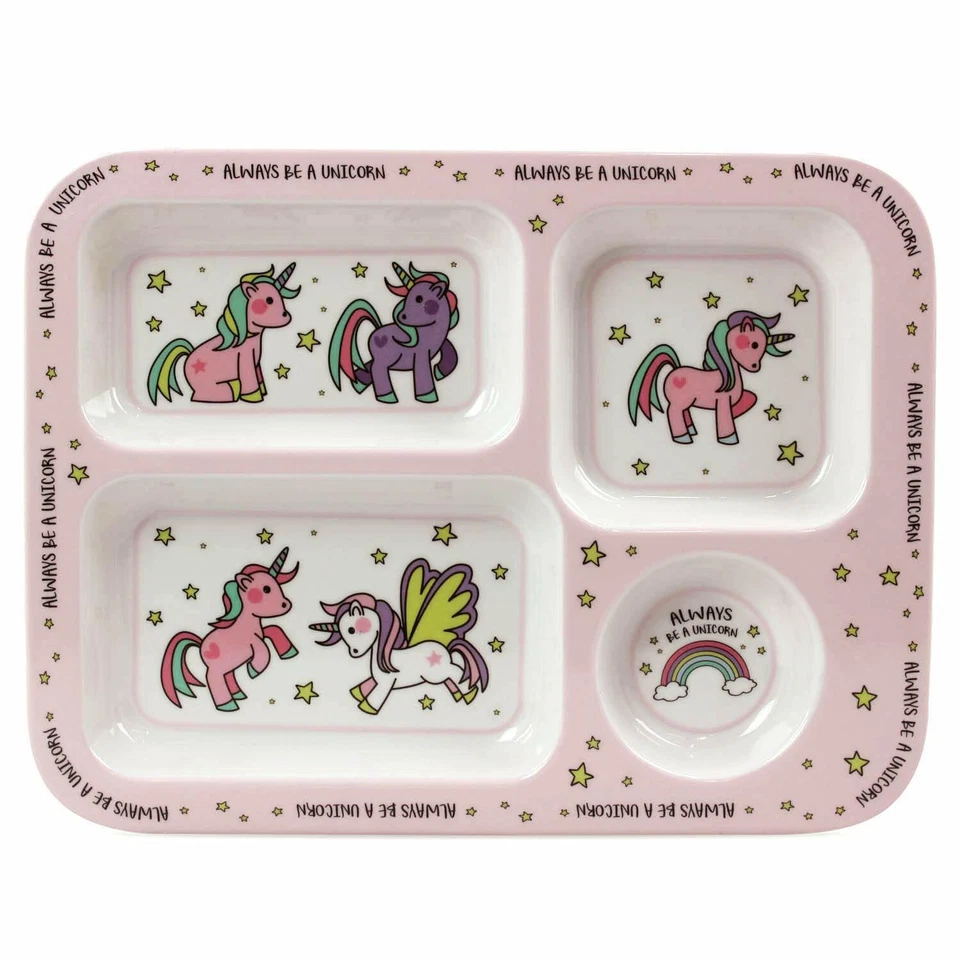 LESSER & PAVEY Little Stars Rosa Einhorn Kinder Abschnitt Tablett Abendessen Mittagessen Teller Melamin