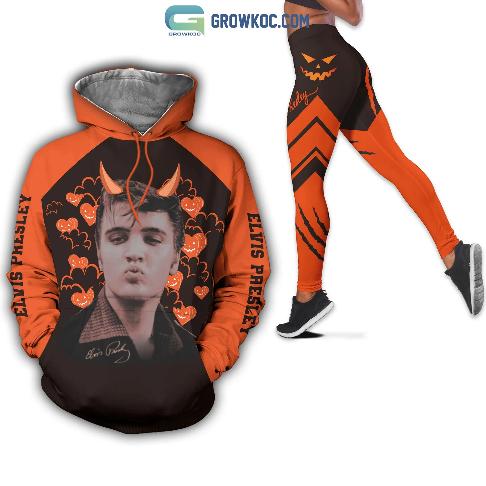 Elvis Presley Pumpkin Hoodie Leggings Set
