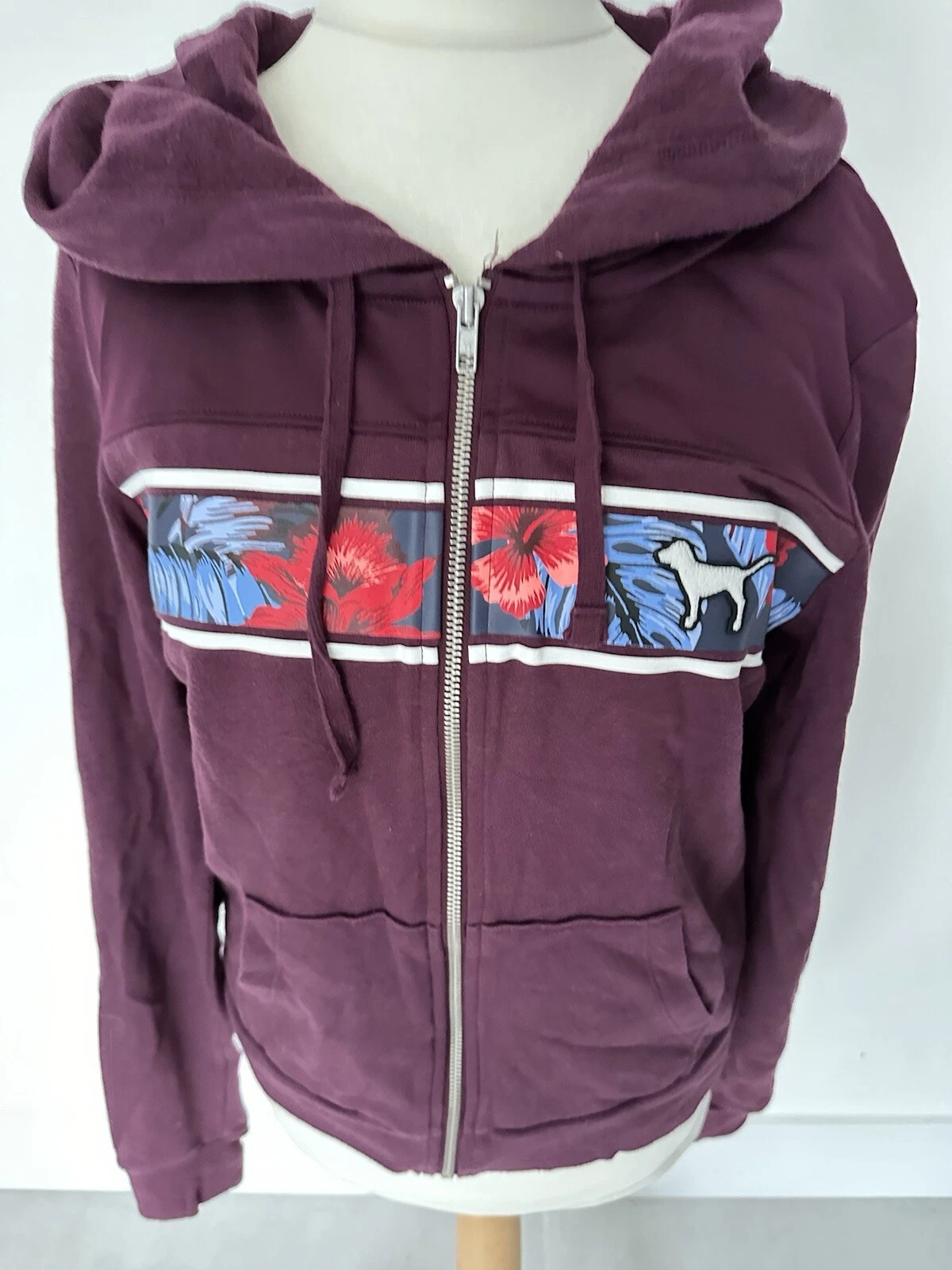 UNDERCOVER Felpa con cappuccio e zip rosa bambina Victoria Secret bordeaux stampa floreale taglia small V