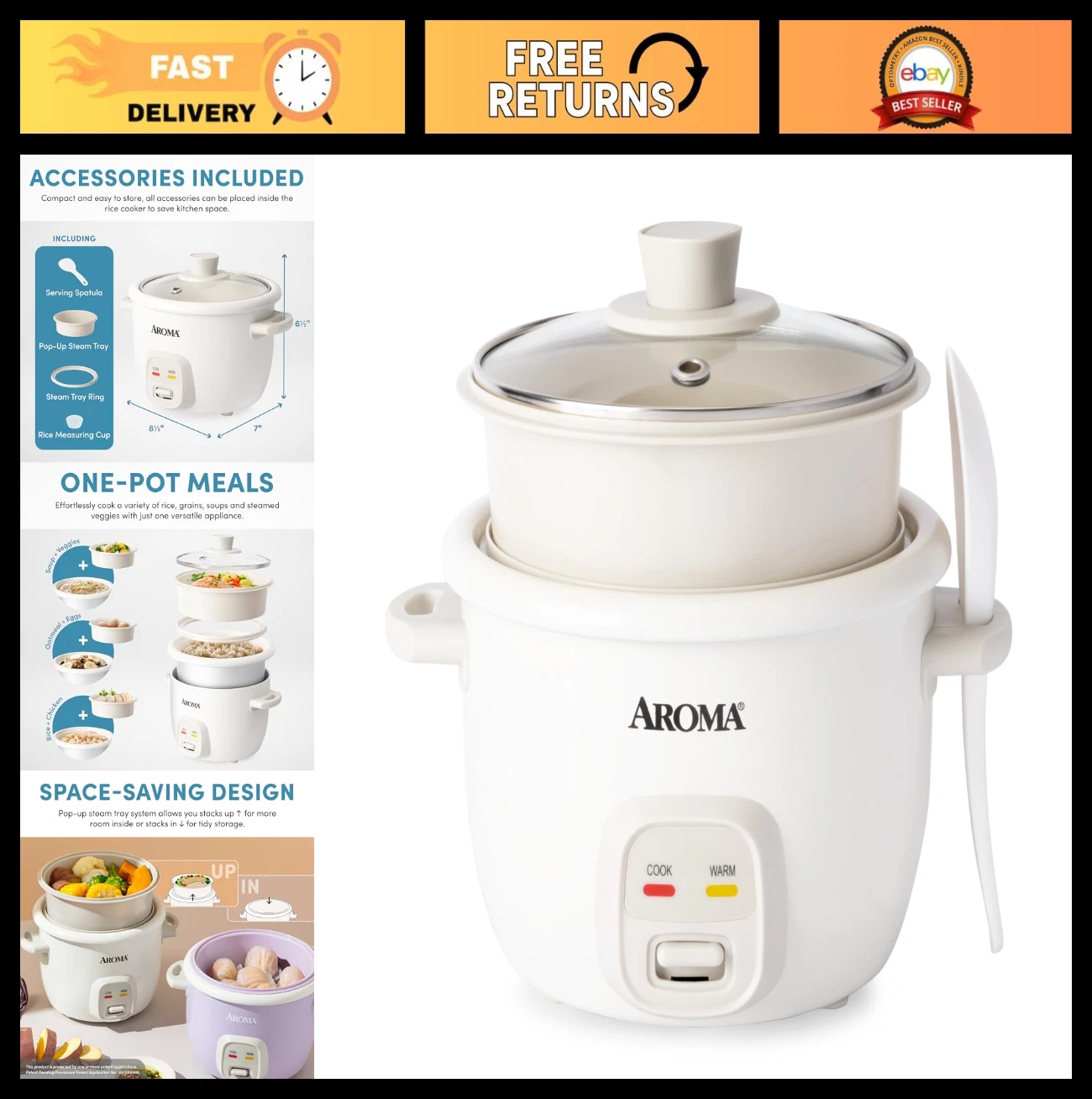 4-Cup Rice Cooker with Steaming Basket - Perfect for Quick Meals & Easy Cooking