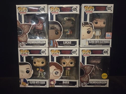 Funko Pop Stranger Things Lot of 6 Demogorgon (2), Eleven (2),  Lucas, Barb