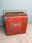 Vtg Drink COCA-COLA In Bottles Red Metal Cooler Made in USA 1950s Cavalier  18"