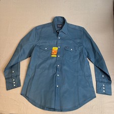 Wrangler Men's Large Authentic Cowboy Cut Work Western Long Sleeve Shirt Teal