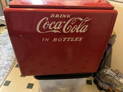Vintage Coca Cola Cavalier Red Metal Cooler With Opener ALL ORIGINAL NO RUST 