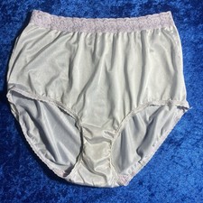 Vintage Hanes Panties Size 9 Shiny Nylon Lace Brief Sissy Panty Pastel Blue