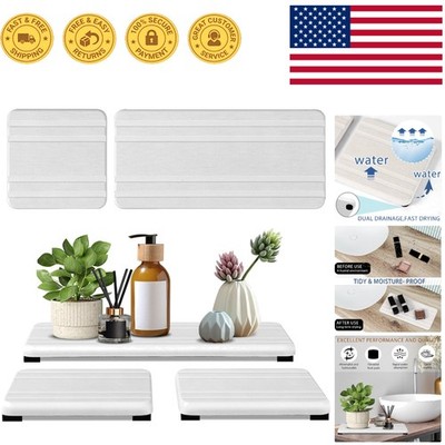 Diatomite Stone Drying Tray Set - 3PCS for Kitchen & Bathroom - 8x4 & 4x4 Inches