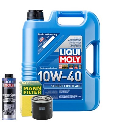 Motoröl 10W40 LIQUI MOLY Super Leichtlauf 5L +MANN Ölfilter +Spülung