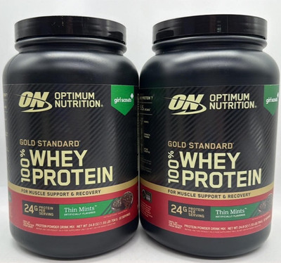 2PK Optimum Nutrition Whey Protein ~ Girl Scout Thin Mints ~ 1.55 LB~ EXP 10/27+