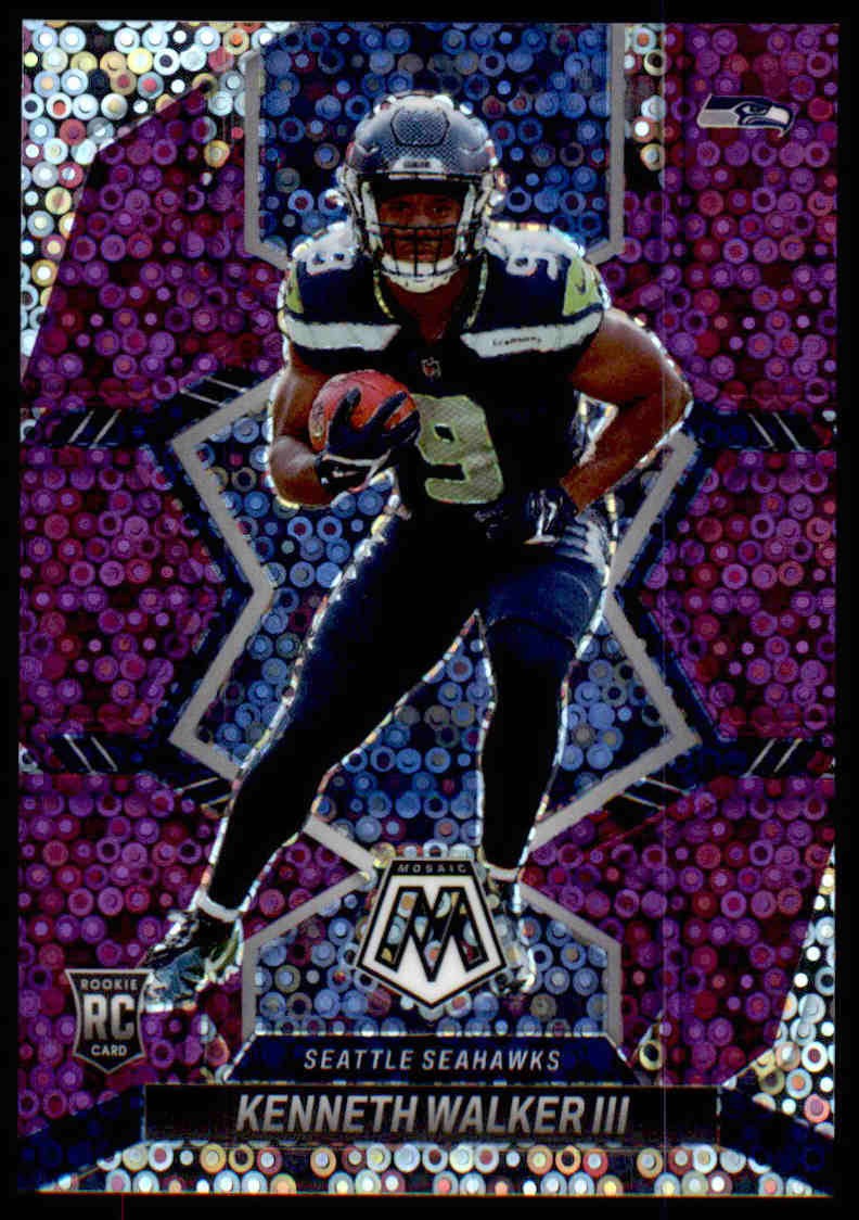 2022 Panini Mosaic #308 Kenneth Walker III #/50 Mosaic No Huddle Purple Rookie