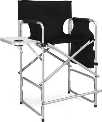 Portable 26'' Tall Folding Directors Chair with Side Table,Makeup Artist Bar