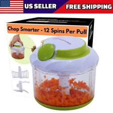 QuickPull Manual Food Chopper: Large 4-Cup Powerful Hand Pull Chopper/Mincer/Mix