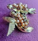 Lovebirds Song Vintage Brooch Rhinestone Brid Pin Gold Tone Costume Jewelry Pair