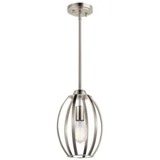 KICHLER Tao 1-Light Brushed Nickel Cage Kitchen Pendant Hanging Light