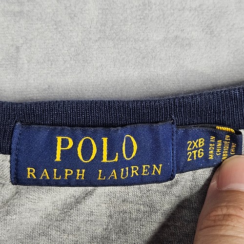 Polo Ralph Lauren T-Shirt Herren 2XB grau USA Flagge Schild Logo Rundhals Freizeit - Bild 3 von 7