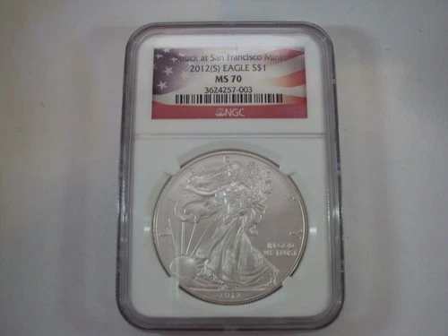2012 s silver eagle ms 70 struck at san francisco mint